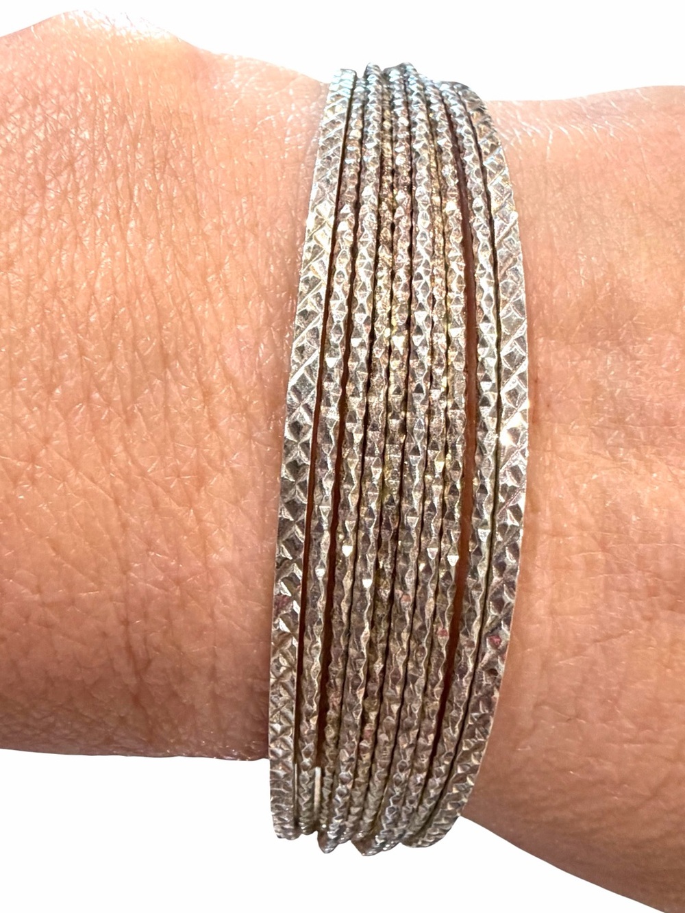 Vintage .925 Sterling Silver Multi-Strand Popcorn Mesh Cuff Bracelet 19.5g